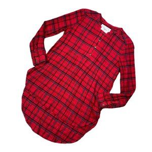 HOLDING HORSES Red Plaid Roll Tab Tunic Top